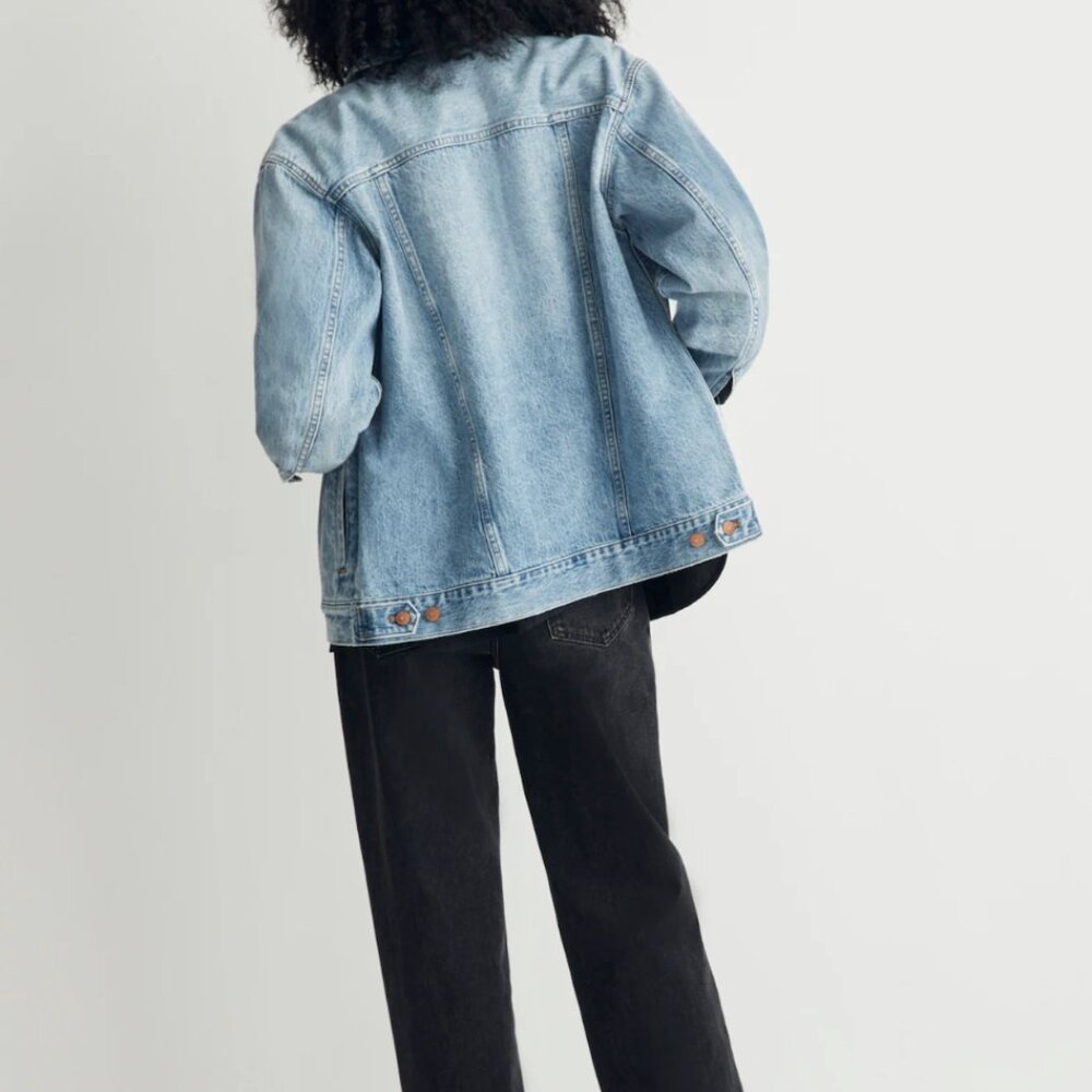 MADEWELL The Oversized Trucker Jean Jacket in Kelson Wash Size Large - Picture 4 of 8
